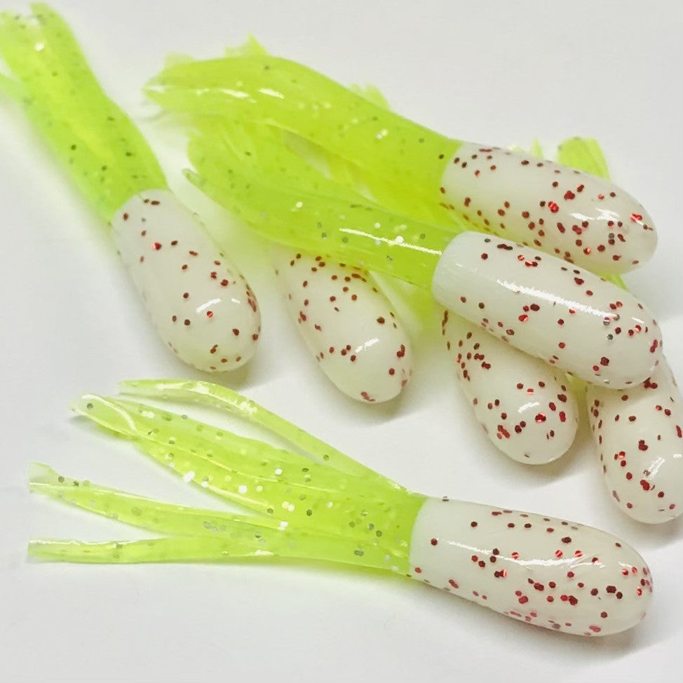 White Neon/Chartreuse Sparkle – The Crappie Tube Store™